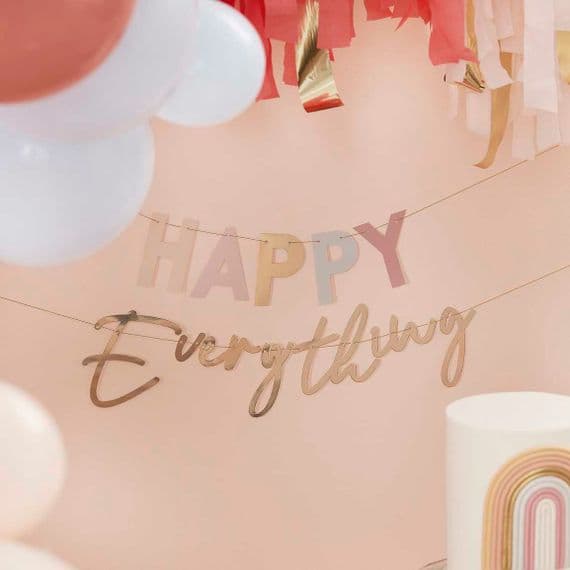 'Happy Everything' Pastel and Gold Party Bunting