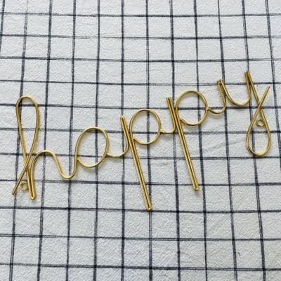 'Happy' Gold Wire Word Art by Bombay Duck