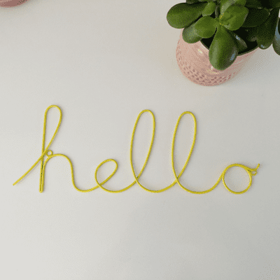 'Hello' Yellow Wire Word Art by Bombay Duck