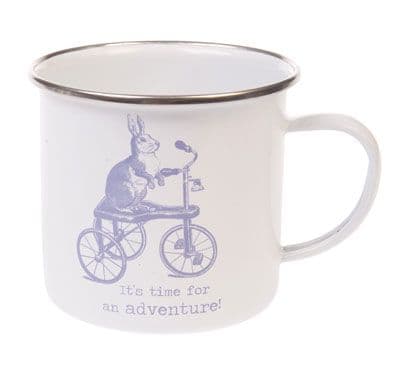 'Let's go on an Adventure'  Rabbit/Hare Enamel Mug