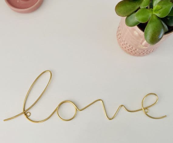 'Love' Gold Wire Word Art by Bombay Duck