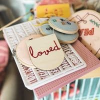 'Loved' Embroidery Wooden Banner Craft Kit, Red