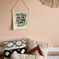 'Messy Bun and Getting Things Done' Thick Cotton Banner