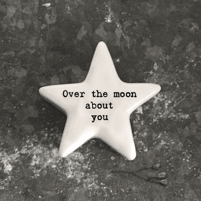 'Over the Moon About You' Porcelain Star Keepsake Token by East of India