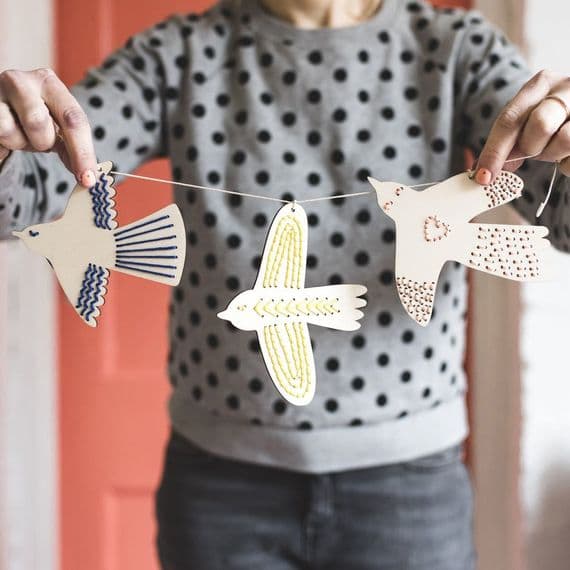 'Set of 3 Wooden Birds' Embroidery Wooden Craft Kit