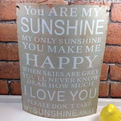 'You Are My Sunshine' Curved Metal Sign