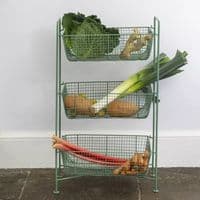 3 Tiered Green Wire Basket  Storage Shelf Unit, Grand Illusions