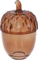 Amber Glass Acorn Trinket Pot