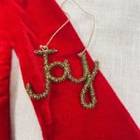 Antique Brass Beaded Joy Hanging Decoration