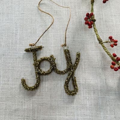 Antique Brass Beaded Joy Hanging Decoration