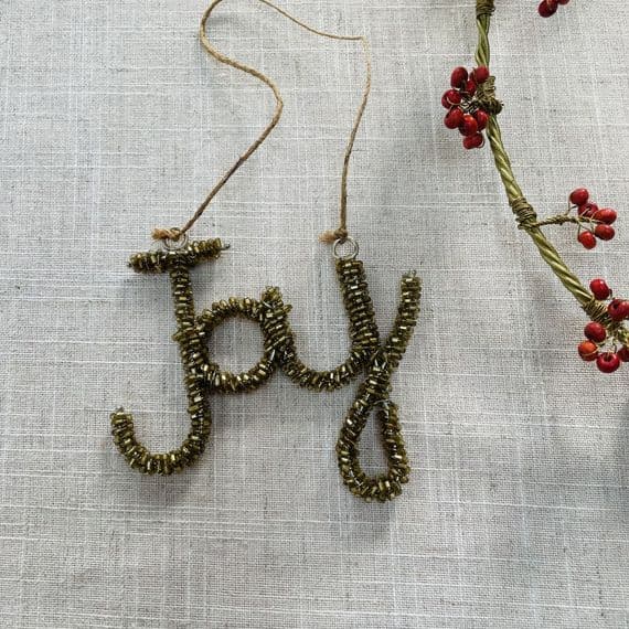 Antique Brass Beaded Joy Hanging Decoration