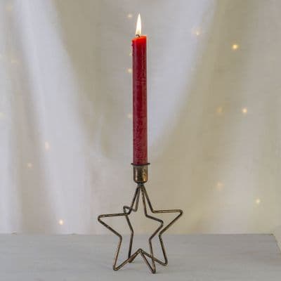 Antique Gold, Metal Star Dinner Candle Holder
