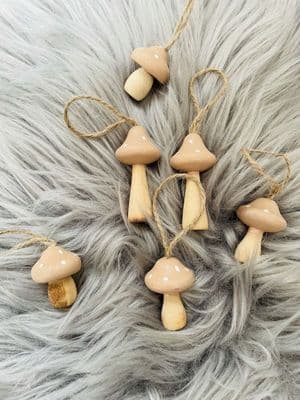 Beige Toadstool Hanging Decorations, Set of 6
