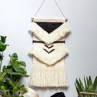 Black and White Woven Wall Hanging