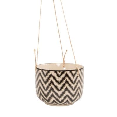 Black and White, Zig-Zag Hanging Plant Pot/Planter