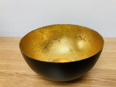 Black Metal and Gold Trinket Bowl/Candle Holder