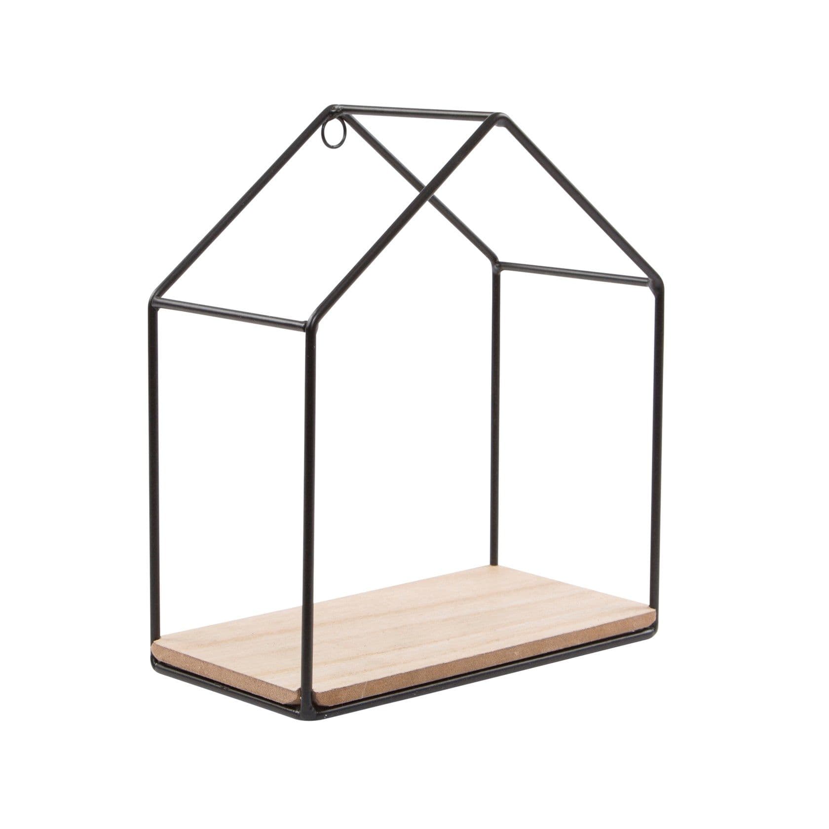 Black Metal and Wood House Shelf