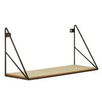 Black Wire Wall Shelf, Metal and Wood