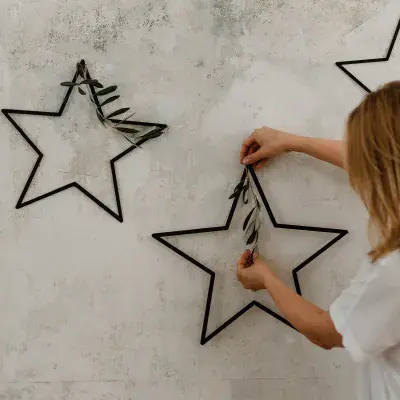 Black Wooden Stars, Set of 3