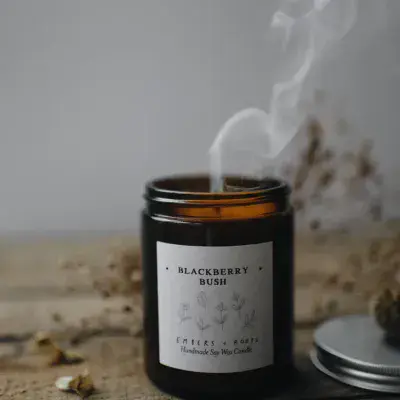 Blackberry Bush Autumnal Soy Candle in Amber Jar
