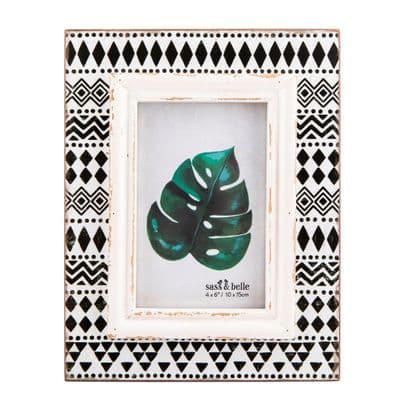 Boho Black and White Wooden Photo Frame