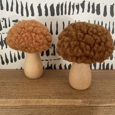 Boucle Topped Toadstools, Set of 2 Autumn Colours