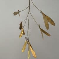 Brass Mistletoe and Wooden Berry Hanging Decoration, Small
