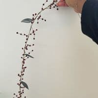 Brass Wire Garland with Deep Red Berries and Zinc Leaves