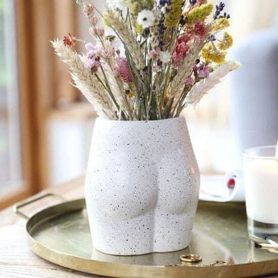 Ceramic 'Bum' Vase, White Speckled