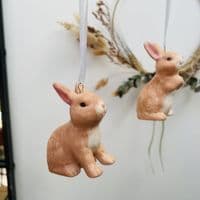Ceramic Bunny Rabbits, Hanging Decorations. Set of 2
