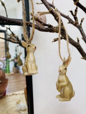 Ceramic Hanging Bunny Rabbit Pair,  Easter by Gisela Graham