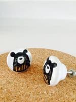 Ceramic 'Hello' Black Bear Drawer Pull/Drawer Knob