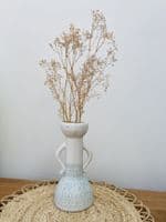 Ceramic Lady Face Vase, Pale Blue & White