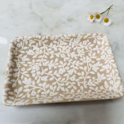 Ceramic Trinket Dish, Beige Vine pattern by Gisela Graham