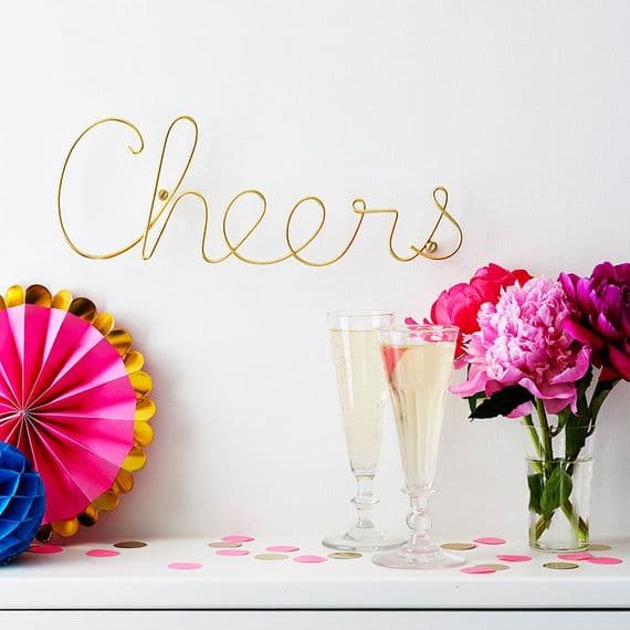 Cheers Gold Wire Word Art by Bombay Duck