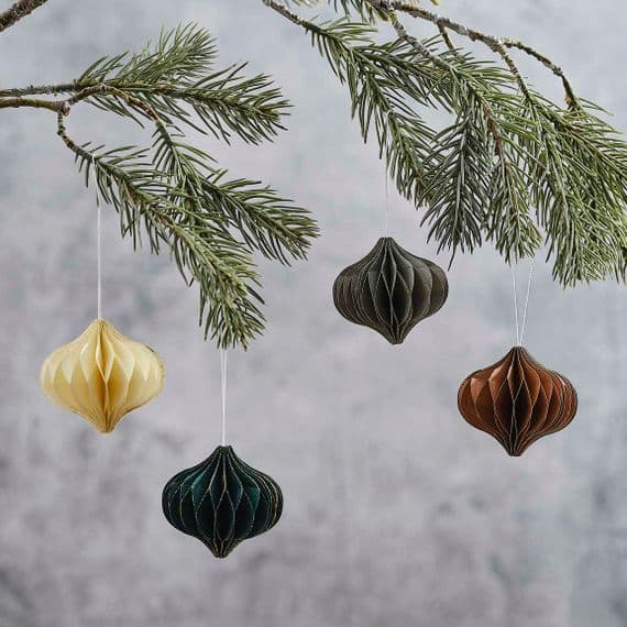Christmas Honeycomb Hanging Decorations, Set of 4