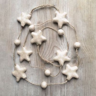 Cream Felt Star Garland,  100cm