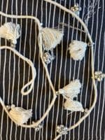 Cream Garland with Silver Bells and Tassels, 145cm