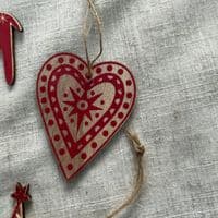 Dark Red Nordic Wooden Tree Decorations, Set of 12