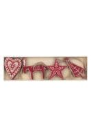 Dark Red Nordic Wooden Tree Decorations, Set of 12