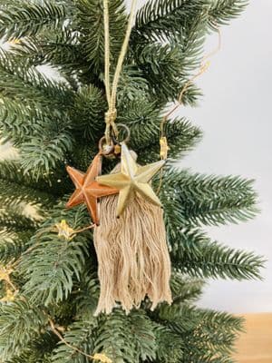 Delicate Gold/Copper Stars with Tassel, Hanging Decoration