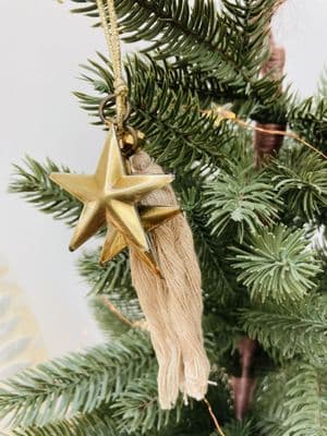 Delicate Gold Stars with Tassel, Hanging Decoration