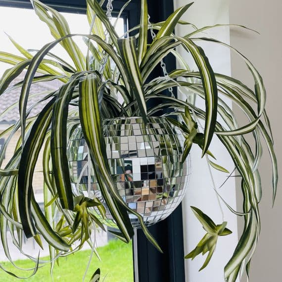 Disco Mirror Ball Hanging Planter,Large