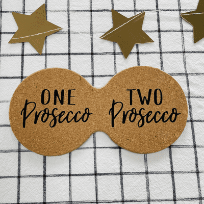 Double Cork Coaster 'One Prosecco, Two Prosecco'
