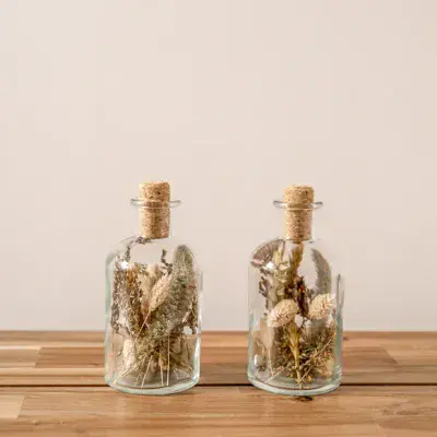 Dried Flower Glass Candle Bottle - Natural