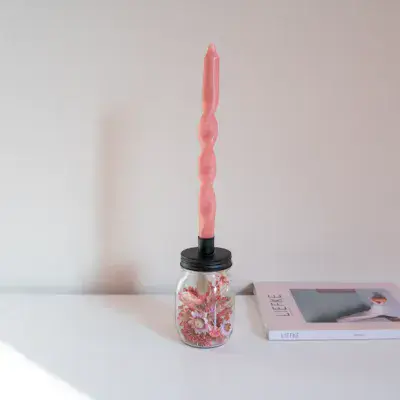 Dried Flower Glass Candle Bottle - Pinks