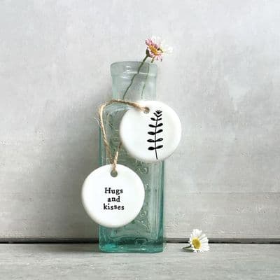 East of India Floral Porcelain Hanger - Hugs and Kisses