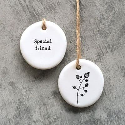 East of India Floral Porcelain Hanger - Special Friend
