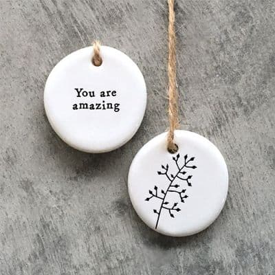 East of India Floral Porcelain Hanger - You Are Amazing