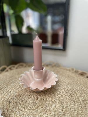 Enamel Scalloped Candle Holder - Pale Pink